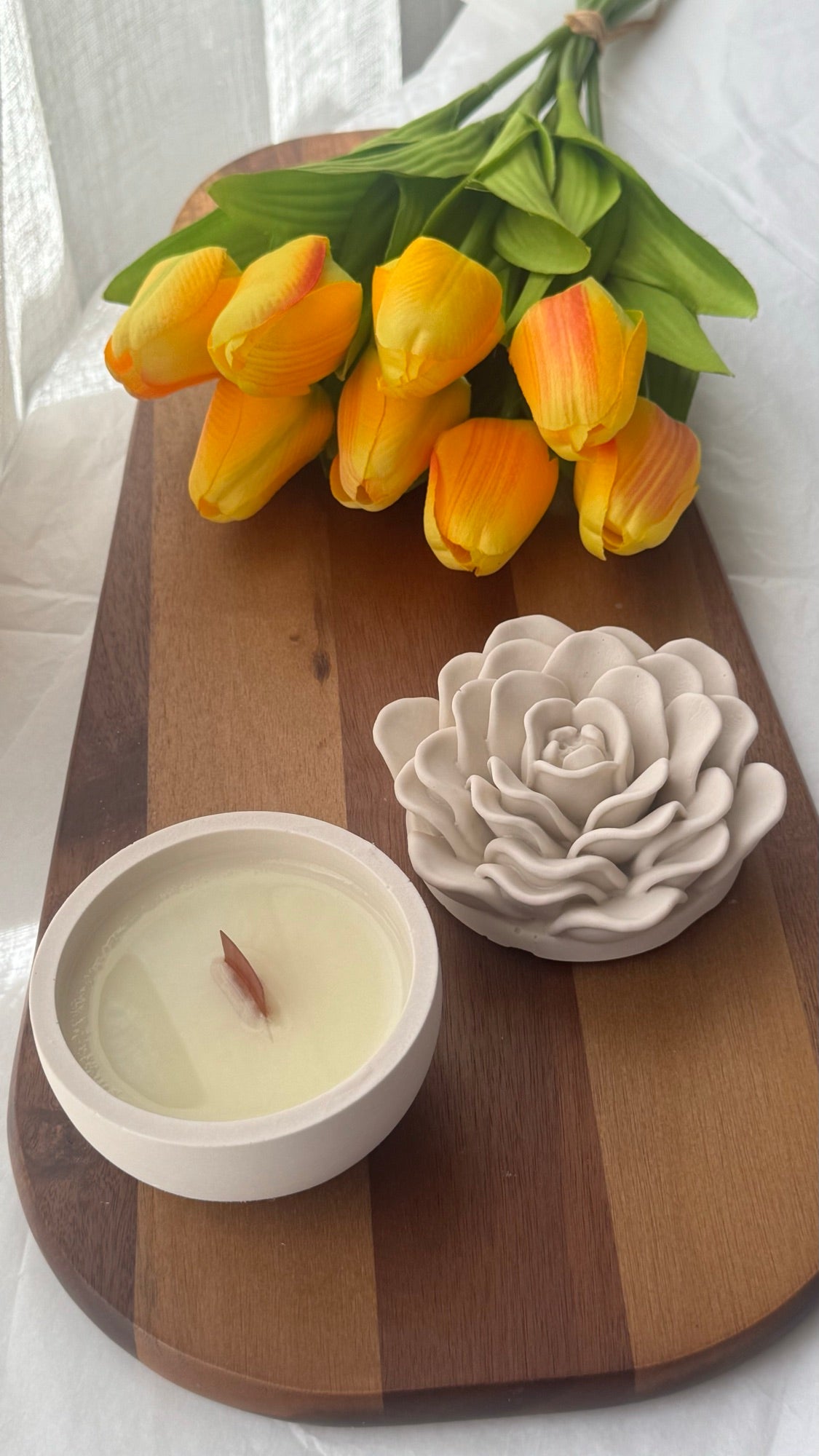 Vela Bloom flor de cera de soja con mecha de madera — VIGGÓ STUDIO (foto 2)