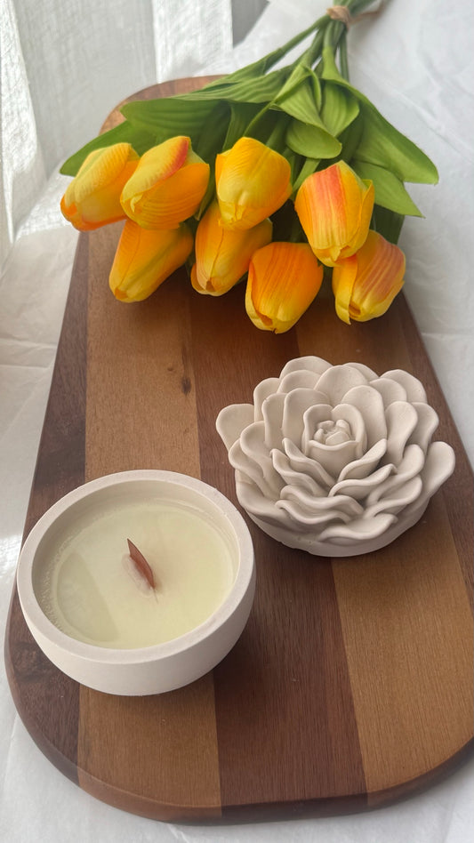 Vela Bloom flor de cera de soja con mecha de madera — VIGGÓ STUDIO (foto 2)
