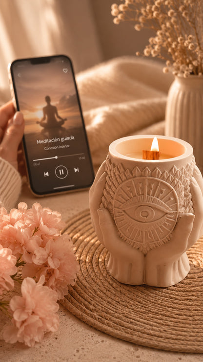 Vela Guardiana encendida junto a la meditación guiada — VIGGÓ STUDIO